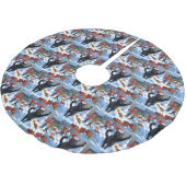 Black Cat Weihnachtsfest Schneeszene Polyester Weihnachtsbaumdecke (Schrägansicht)