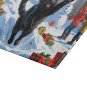 Black Cat Weihnachtsfest Schneeszene Schneidebrett (Ecke)