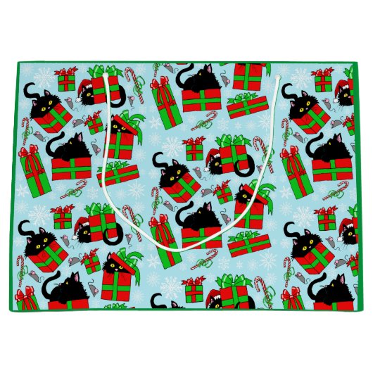 Black Cat Weihnachtsgeschenke Große Geschenktüte (Vorderseite)