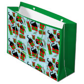 Black Cat Weihnachtsgeschenke Große Geschenktüte (Vorderseite Schrägansicht)