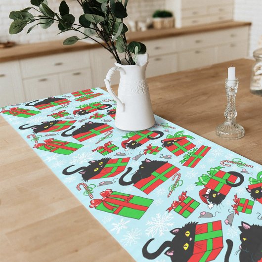 Black Cat Weihnachtsgeschenke Kurzer Tischläufer