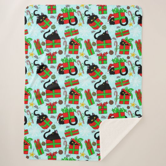 Black Cat Weihnachtsgeschenke Sherpadecke (Vorderseite)