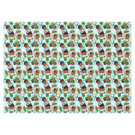 Black Cat Weihnachtsgeschenke Tischdecke (Vorderseite (Horizontal))