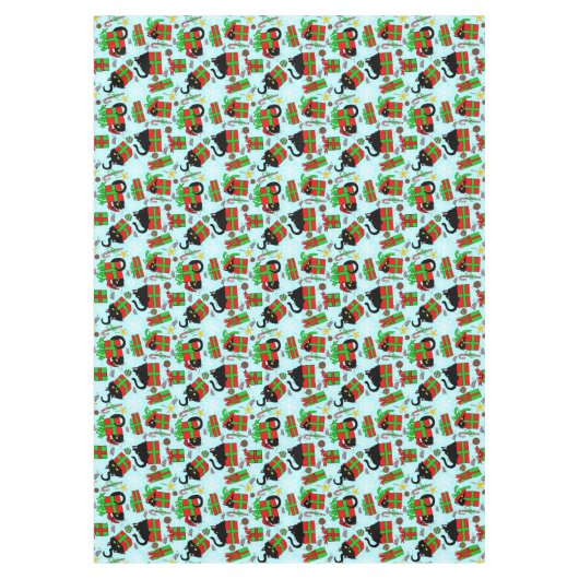 Black Cat Weihnachtsgeschenke Tischdecke (Vorderseite)