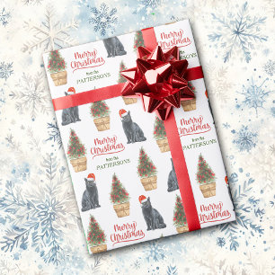 Black Cat Weihnachtsmannmütze Frohe Weihnachtsmust Geschenkpapier