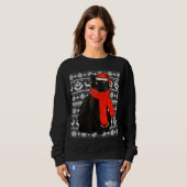 Black Cat Weihnachtsmannmütze Ugly Christmas Sweat Sweatshirt (Vorne ganz)