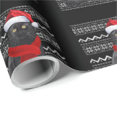 Black Cat Weihnachtsmannmütze UGLY Weihnachts Paja Geschenkpapier (Rolleneckpunkt)