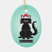 Black Cat Weihnachtsmannmütze Weihnachtsmann Ornam Keramik Ornament (Hinten)