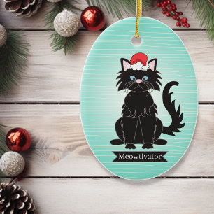 Black Cat Weihnachtsmannmütze Weihnachtsmann Ornam Keramik Ornament