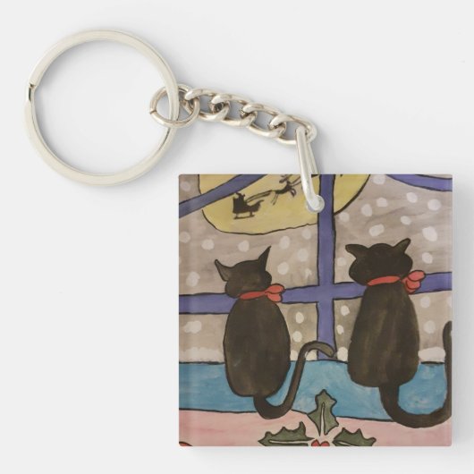 Black Cat Weihnachtsring Schlüsselanhänger (Vorderseite)