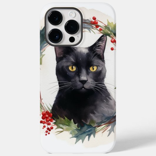 Black Cat Weihnachtsschreath Festivals Kitten Case-Mate iPhone Hülle (Rückseite)