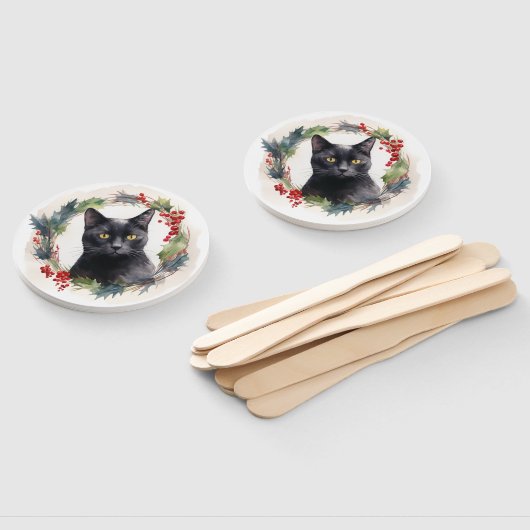 Black Cat Weihnachtsschreath Festivals Kitten Fächer (Non-assembled)