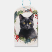 Black Cat Weihnachtsschreath Festivals Kitten Geschenkanhänger (Vorderseite)