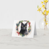 Black Cat Weihnachtsschreath Festivals Kitten Karte (Gelbe Blume)