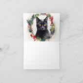 Black Cat Weihnachtsschreath Festivals Kitten Karte (Innenseite)