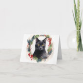 Black Cat Weihnachtsschreath Festivals Kitten Karte (Vorderseite)