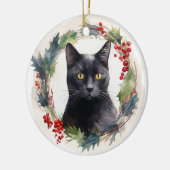 Black Cat Weihnachtsschreath Festivals Kitten Keramik Ornament (Links)