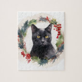 Black Cat Weihnachtsschreath Festivals Kitten Puzzle (Vertikal)