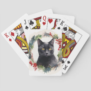 Black Cat Weihnachtsschreath Festivals Kitten Spielkarten
