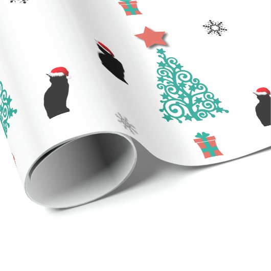 Black Cat Weihnachtswrapper Geschenkpapier (Rolleneckpunkt)