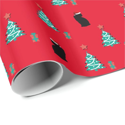 Black Cat Weihnachtswrapper Geschenkpapier (Rolleneckpunkt)
