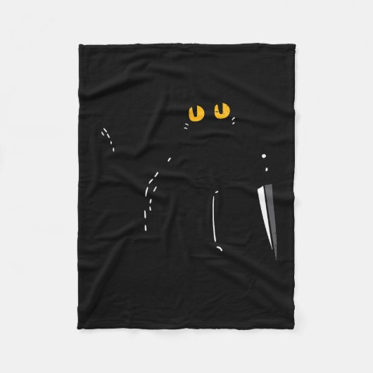 Black Cat What Knife Funny Murderous Halloween Pet Fleecedecke (Vorderseite)