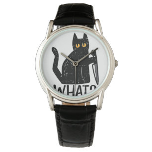 Black Cat What Knife Funny Murderween Pet Armbanduhr