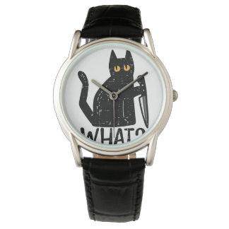 Black Cat What Knife Funny Murderween Pet Armbanduhr