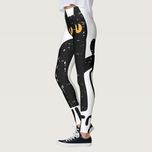 Black Cat What Knife Funny Murderween Pet Leggings (Links)