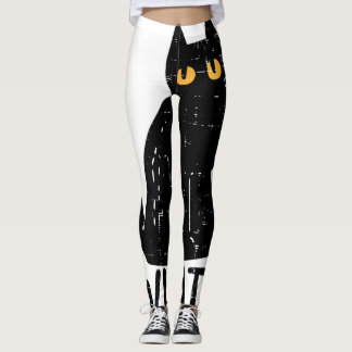 Black Cat What Knife Funny Murderween Pet Leggings