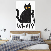 Black Cat What Knife Funny Murderween Pet Leinwanddruck (Insitu (Schlafzimmer))