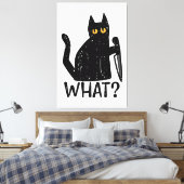 Black Cat What Knife Funny Murderween Pet Leinwanddruck (Insitu (Schlafzimmer))