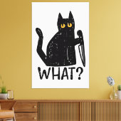 Black Cat What Knife Funny Murderween Pet Leinwanddruck (Insitu (Wohnzimmer))
