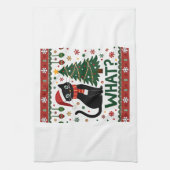 Black Cat What Pushing Christmas Tree Funny Cat Xm Geschirrtuch (Vertikal)