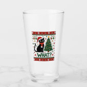 Black Cat What Pushing Christmas Tree Funny Cat Xm Glas (Vorderseite)