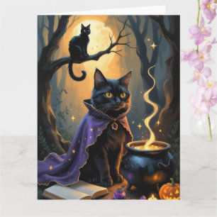 Black Cat Whimsical Halloween Malerei Karte