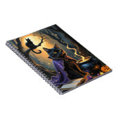Black Cat Whimsical Halloween Malerei Notizblock (Rechte Seite)