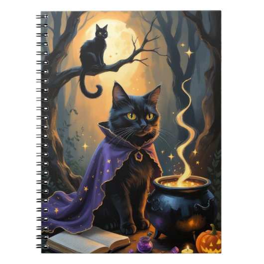 Black Cat Whimsical Halloween Malerei Notizblock (Vorderseite)