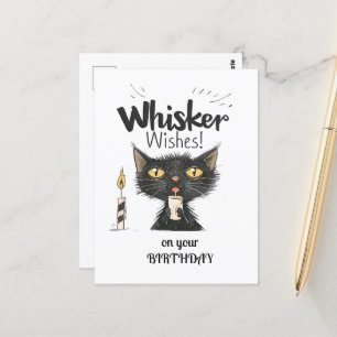 Black Cat Whisker wünscht sich Ihren Geburtstag Postkarte