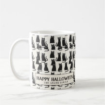 Black Cat white Halloween Coffee Tasse