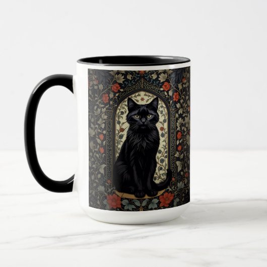 Black Cat William Morris Inspiriert Tasse (Links)
