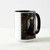Black Cat William Morris Inspiriert Tasse (VorderseiteRechts)