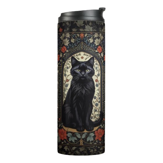 Black Cat William Morris Inspiriert Thermosbecher (Nach links gedreht)