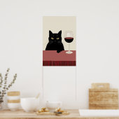 Black Cat Wine Lover Funny Poster (Küche)