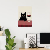 Black Cat Wine Lover Funny Poster (Heimbüro)