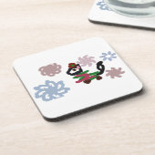 Black cat winter  getränkeuntersetzer (Linke Seite)