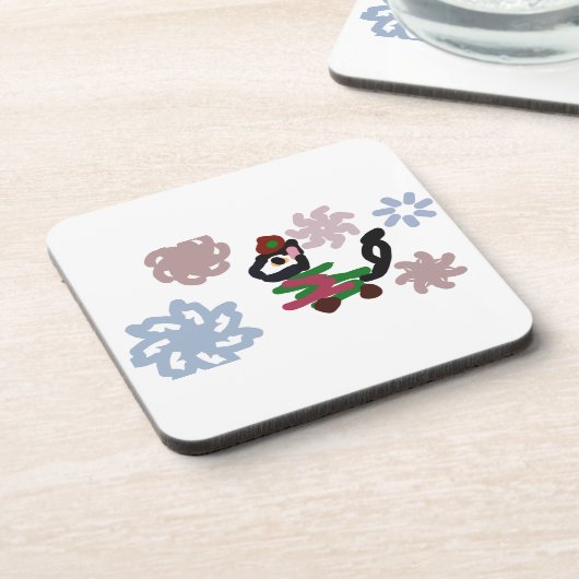 Black cat winter  getränkeuntersetzer (Linke Seite)