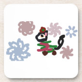 Black cat winter  getränkeuntersetzer (Vorderseite)