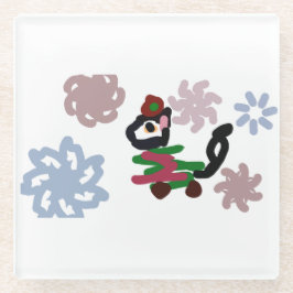 Black cat winter glasuntersetzer