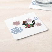 Black cat winter rechteckiger pappuntersetzer (angewinkelt)